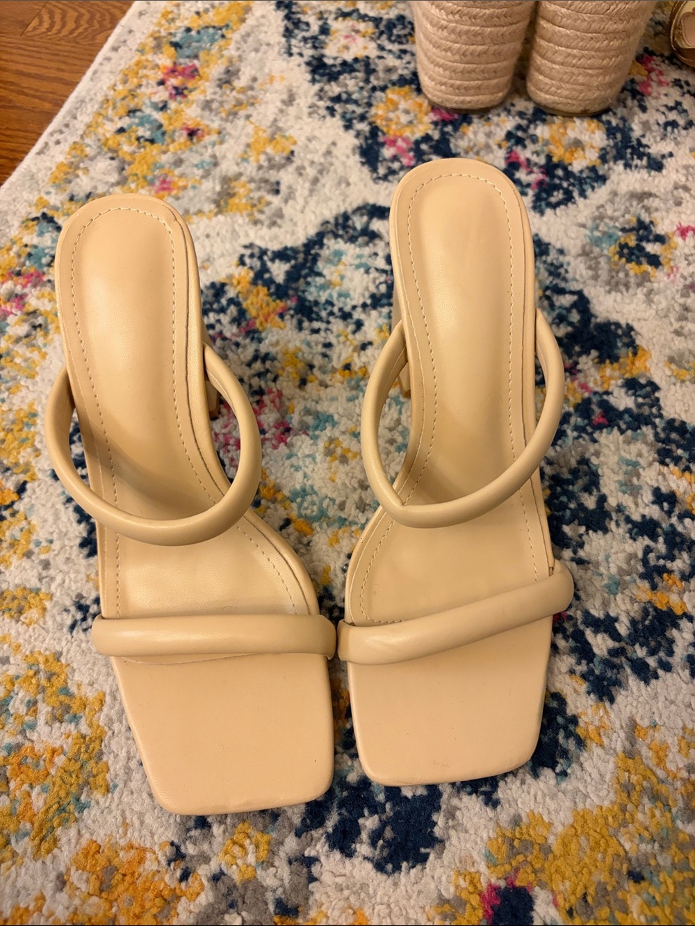 ASOS Beige Strappy Square-Toe Women's Heeled Sandals